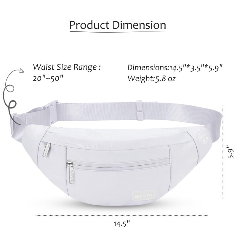 MAXTOP Large Crossbody Fanny Pack with 4-Zipper Pockets Gifts for Enjoy Sports Festival Workout Traveling Running Casual Hands-Free Wallets Waist Pack Phone Bag Fits All Phones - Image 5
